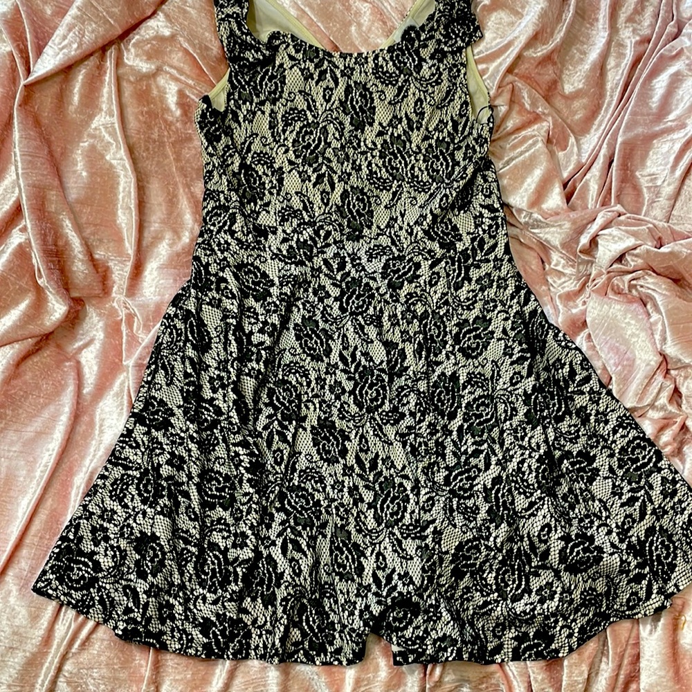 Lace overlay dress.